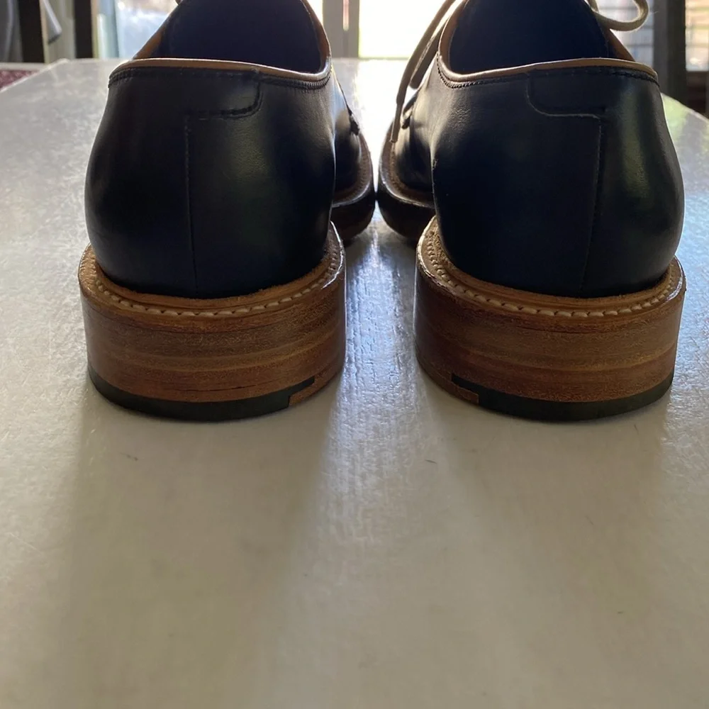 BARKER Men's Black Leather Derby Shoes with Tan Trim 9UK /10US. Made in England